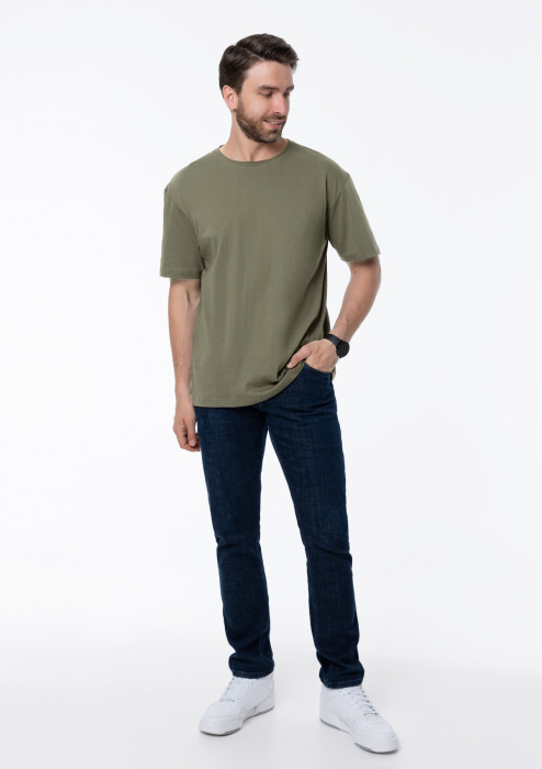 Футболка арт. 02 цвета оливковый хаки прямого кроя из 100% хлопка, 160 гр/м2, оптом | Мерч, униформа и текстиль для бизнеса  фото-3