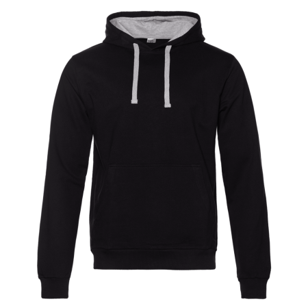Черное худи арт. 23 с контрастным капюшоном, футер без начеса 100% хлопок, 260 гр/м2 | Мерч, униформа и текстиль для бизнеса photo-0