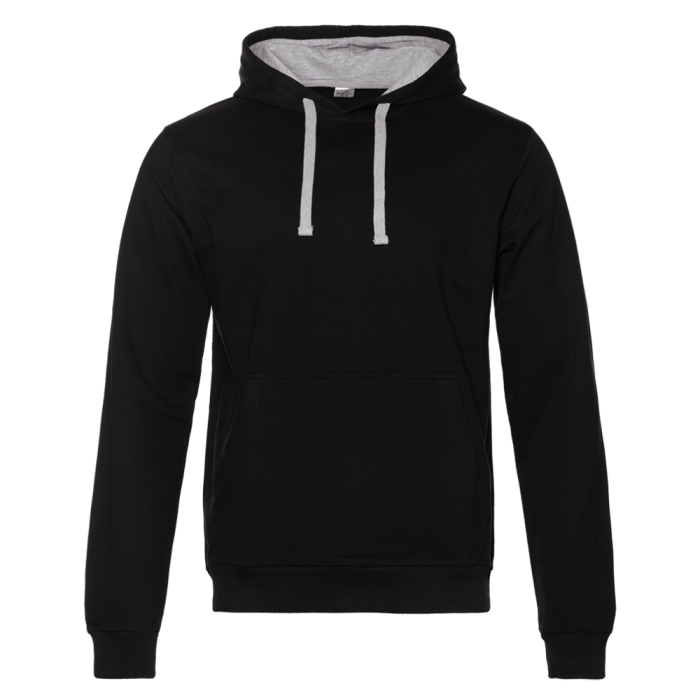 Черное худи арт. 23 с контрастным капюшоном, футер без начеса 100% хлопок, 260 гр/м2 | Мерч, униформа и текстиль для бизнеса фото-0