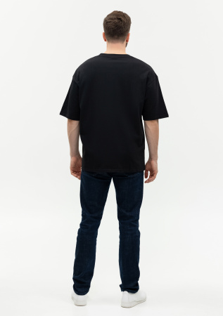 Чёрная футболка арт. 56 оверсайз кроя из 100% хлопка, 240 гр/м2, оптом | Мерч, униформа и текстиль для бизнеса  photo-5