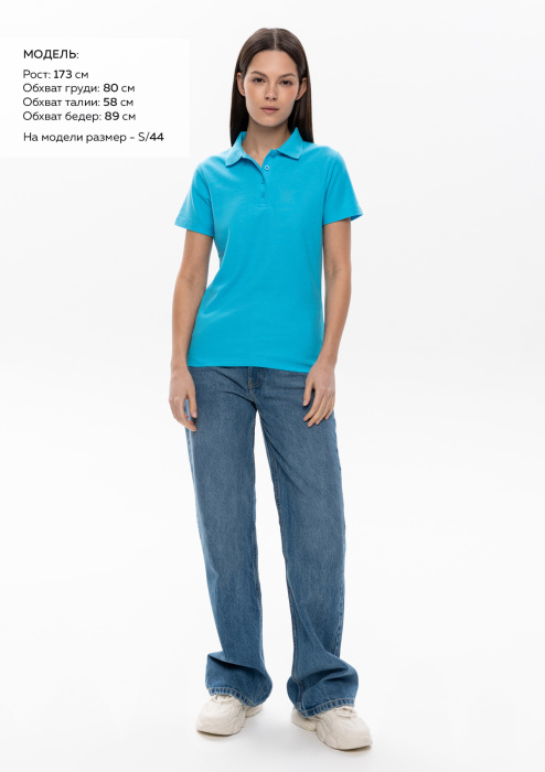 Рубашка поло женская STAN хлопок/полиэстер 185, 04WL, Бирюзовый (32) | Мерч, униформа и текстиль для бизнеса фото-4