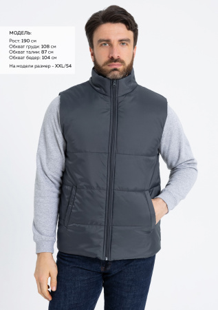 Графитовый однотонный утепленный жилет арт. 84, 100% нейлон, оптом | Мерч, униформа и текстиль для бизнеса photo-2