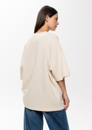 Молочная футболка арт. 40 оверсайз кроя, состав 65% хлопок 35% полиэстер, 260 гр/м2, оптом| Мерч, униформа и текстиль для бизнеса   photo-8