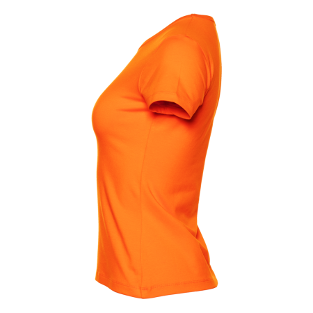 Женская оранжевая футболка арт. 37W приталенного силуэта, 92% хлопок и 8% эластан, 180 гр/м2, оптом | Мерч, униформа и текстиль для бизнеса 
 photo-2