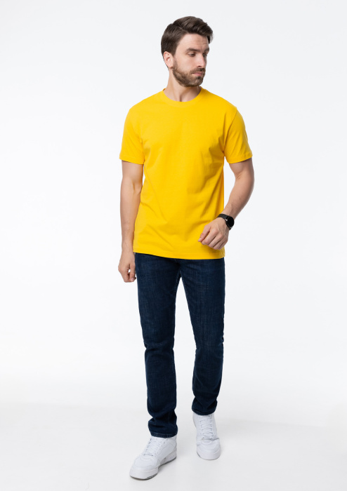 Жёлтая футболка арт. 51 прямого кроя из 100% хлопка, 150 гр/м2, оптом | Мерч, униформа и текстиль для бизнеса  фото-4