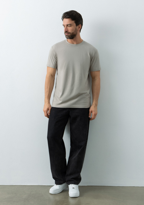 Светло-серая футболка арт. 51 прямого кроя из 100% хлопка, 150 гр/м2, оптом | Мерч, униформа и текстиль для бизнеса  фото-3