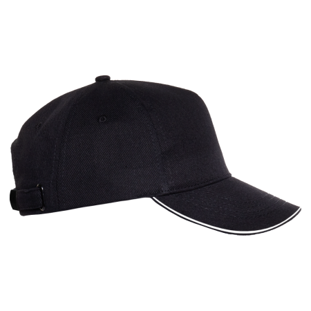 Черная бейсболка с кантом арт. 04, 5 клиньев из 100% хлопка, 330 гр/м2, оптом | Мерч, униформа и текстиль для бизнеса  photo-3