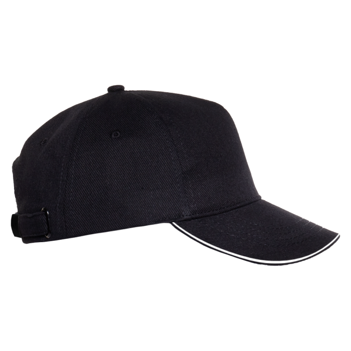 Черная бейсболка с кантом арт. 04, 5 клиньев из 100% хлопка, 330 гр/м2, оптом | Мерч, униформа и текстиль для бизнеса  фото-3