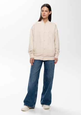 Молочный однотонный бомбер арт. 70, футер 3-нитка (70% хлопок, 30% эластан), оптом | Мерч, униформа и текстиль для бизнеса photo-2