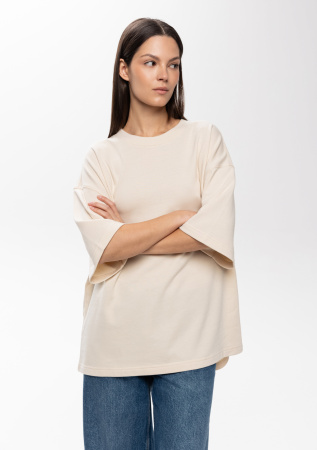 Молочная футболка арт. 40 оверсайз кроя, состав 65% хлопок 35% полиэстер, 260 гр/м2, оптом| Мерч, униформа и текстиль для бизнеса   photo-9