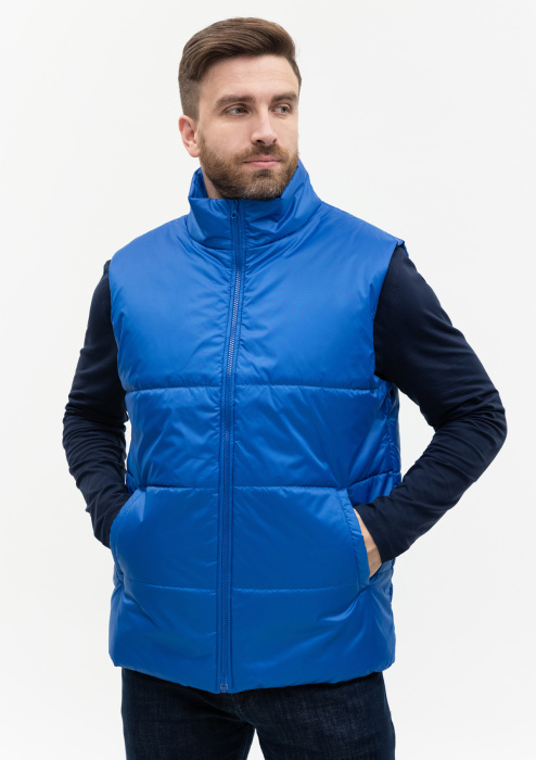 Синий однотонный утепленный жилет арт. 84, 100% нейлон, оптом | Мерч, униформа и текстиль для бизнеса фото-3