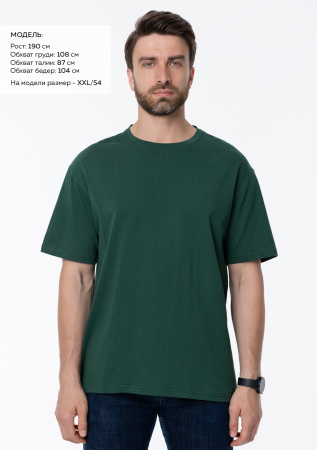 Тёмно-зелёная футболка арт. 02 прямого кроя из 100% хлопка, 160 гр/м2, оптом | Мерч, униформа и текстиль для бизнеса  photo-2