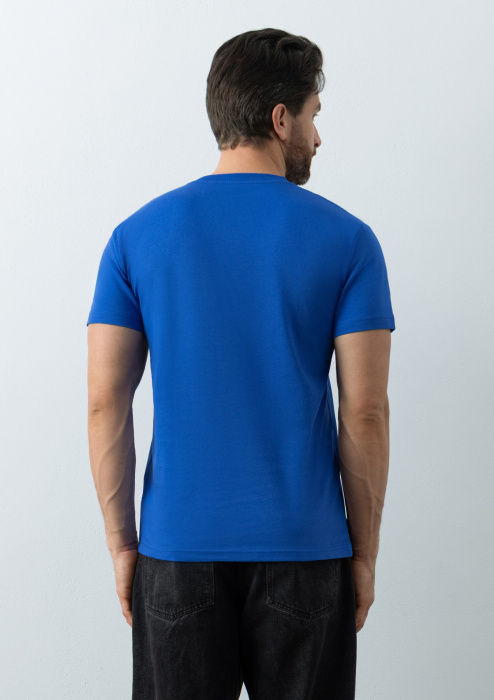 Синяя футболка арт. 08U прямого кроя из 100% хлопка, 180 гр/м2, оптом | Мерч, униформа и текстиль для бизнеса  фото-4