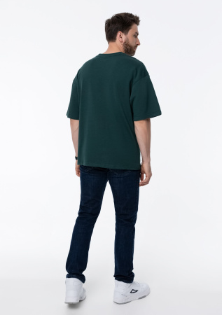Темно-зеленая футболка арт. 40 оверсайз кроя, состав 65% хлопок 35% полиэстер, 260 гр/м2, оптом| Мерч, униформа и текстиль для бизнеса photo-7