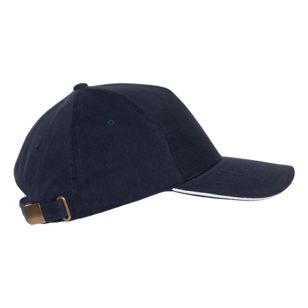 Темно-синяя бейсболка с кантом арт. 11K, 5 клиньев, 100% хлопок, 280 гр/м2, оптом | Мерч, униформа и текстиль для бизнеса  photo-2