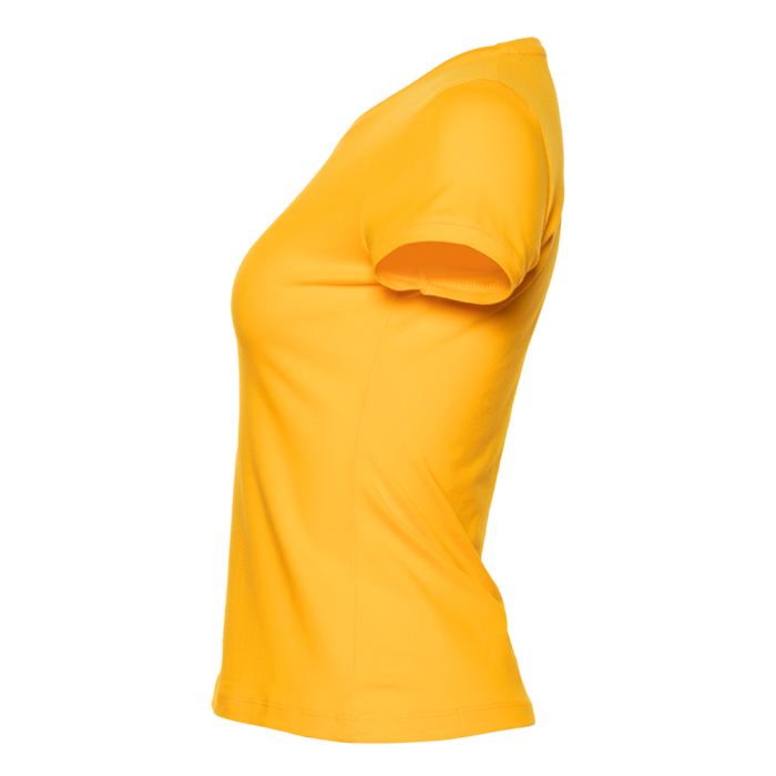 Женская желтая футболка арт. 07U приталенного силуэта, 92% хлопок и 8% эластан, 180 гр/м2, оптом | Мерч, униформа и текстиль для бизнеса  фото-2