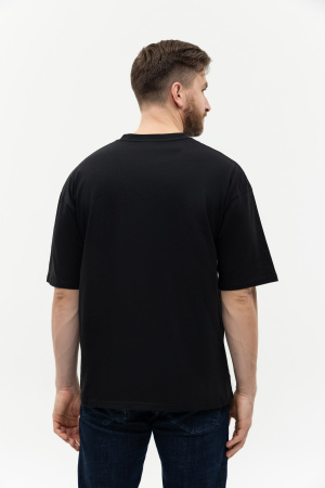 Чёрная футболка арт. 39 оверсайз кроя, из 100% хлопка, 140 гр/м2, оптом | Мерч, униформа и текстиль для бизнеса photo-7