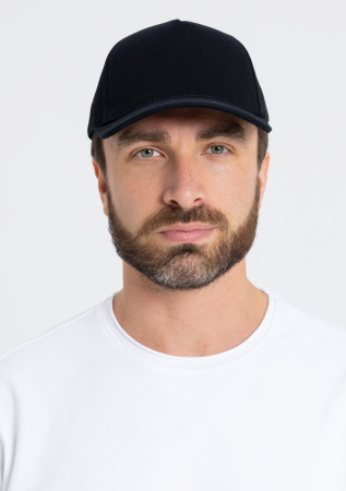 Черная бейсболка арт. 01, 5 клиньев из 100% хлопка, 330 гр/м2, оптом | Мерч, униформа и текстиль для бизнеса  photo-5